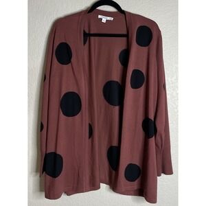 Chicos 3 US XL Open Cardigan Knit Large Polka Dot Preppy Travel Career Going Out